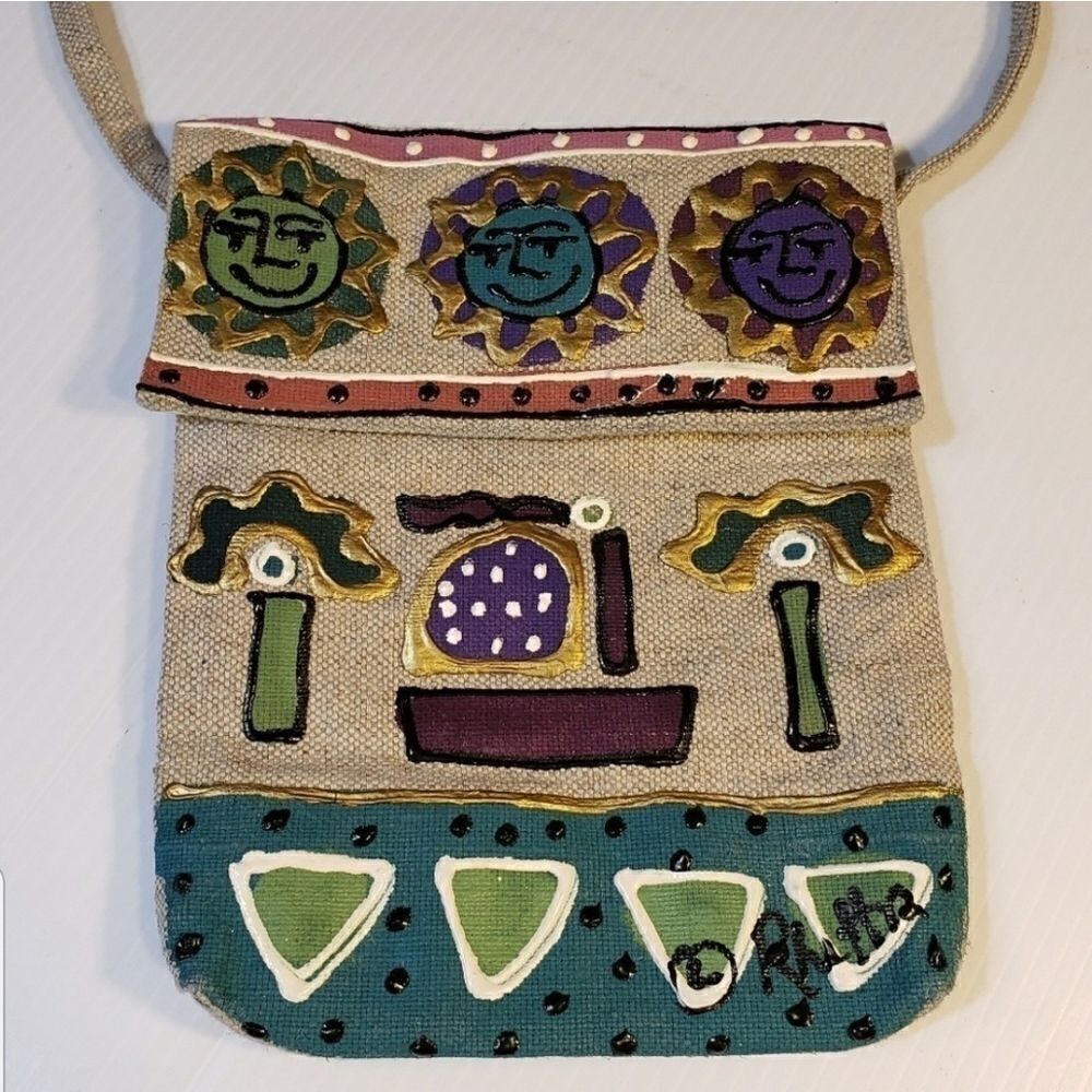 Vintage Hand Painted Boho Bag Purse New Mexico Rhetta Stelling Design